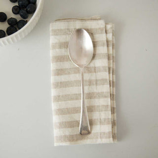 Natural & White Stripe Linen Napkins