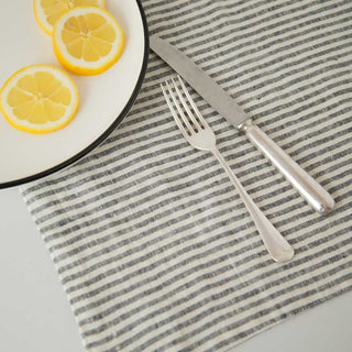 Thin Black Stripe Linen Placemats