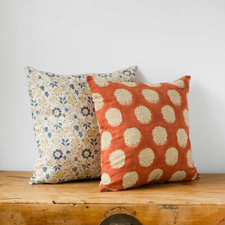 Alisha Pillow Cover, block-printed linen, by Swans Island