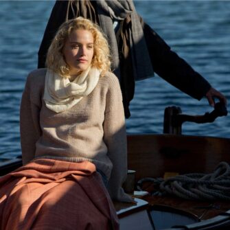 Swans Island Company's Coastal Cowl - the perfect accessory for all four seasons. Knit in the USA with soft merino/silk yarns. Hand-dyed in Maine. Shown here in Ivory.