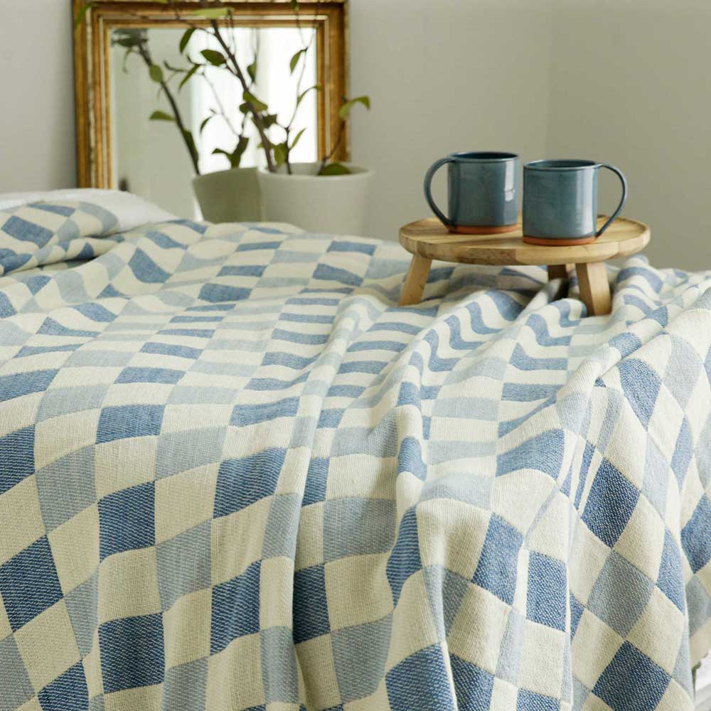 Monogram Checkered Cozy Blanket - S in Natural