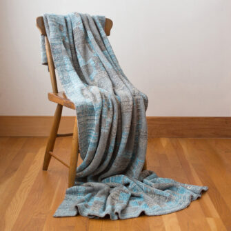 Upcycled Artisanal Patchwork Throw #32- an artisanal knt throw. Made in USA with reclaimed cotton and other blended yarns. Each one is unique,