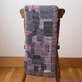 Upcycled Artisanal Patchwork Throw #33- an artisanal knt throw. Made in USA with reclaimed cotton and other blended yarns. Each one is unique,