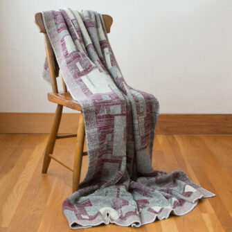 Upcycled Artisanal Patchwork Throw #34- an artisanal knt throw. Made in USA with reclaimed cotton and other blended yarns. Each one is unique,