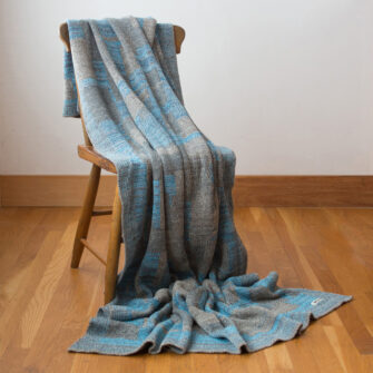 Upcycled Artisanal Patchwork Throw #36- an artisanal knt throw. Made in USA with reclaimed cotton and other blended yarns. Each one is unique,