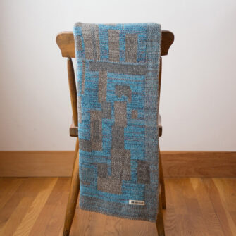 Upcycled Artisanal Patchwork Throw #36- an artisanal knt throw. Made in USA with reclaimed cotton and other blended yarns. Each one is unique,