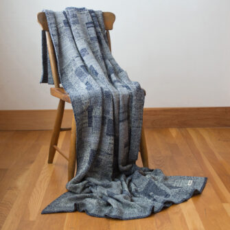 Upcycled Artisanal Patchwork Throw #37- an artisanal knt throw. Made in USA with reclaimed cotton and other blended yarns. Each one is unique,