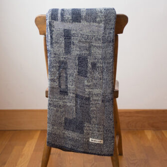 Upcycled Artisanal Patchwork Throw #37- an artisanal knt throw. Made in USA with reclaimed cotton and other blended yarns. Each one is unique,
