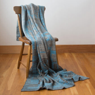 Upcycled Artisanal Patchwork Throw #38- an artisanal knt throw. Made in USA with reclaimed cotton and other blended yarns. Each one is unique,