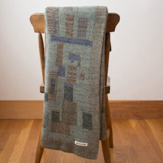 Upcycled Artisanal Patchwork Throw #39- an artisanal knt throw. Made in USA with reclaimed cotton and other blended yarns. Each one is unique,