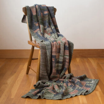 Upcycled Artisanal Patchwork Throw #40- an artisanal knt throw. Made in USA with reclaimed cotton and other blended yarns. Each one is unique,