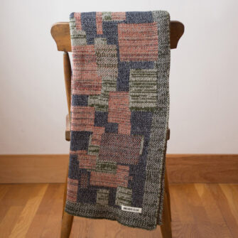 Upcycled Artisanal Patchwork Throw #40- an artisanal knt throw. Made in USA with reclaimed cotton and other blended yarns. Each one is unique,