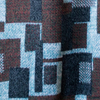 Upcycled Artisanal Patchwork Throw #24- an artisanal knt throw. Made in USA with reclaimed cotton and other blended yarns. Each one is unique, Swatch 2