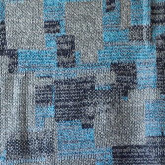 Upcycled Artisanal Patchwork Throw #25- an artisanal knt throw. Made in USA with reclaimed cotton and other blended yarns. Each one is unique, Swatch 1
