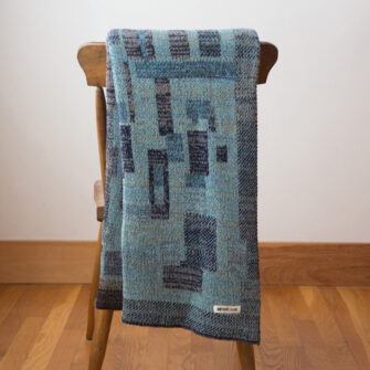 Upcycled Artisanal Patchwork Throw #30 - an artisanal knt throw. Made in USA with reclaimed cotton and other blended yarns. Each one is unique,
