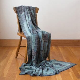 Upcycled Artisanal Patchwork Throw #30 - an artisanal knt throw. Made in USA with reclaimed cotton and other blended yarns. Each one is unique,