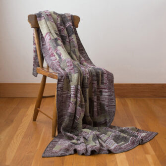Upcycled Artisanal Patchwork Throw #27 - an artisanal knt throw. Made in USA with reclaimed cotton and other blended yarns. Each one is unique,