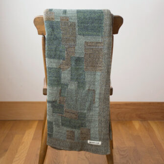 Upcycled Artisanal Patchwork Throw #42- an artisanal knt throw. Made in USA with reclaimed cotton and other blended yarns. Each one is unique,
