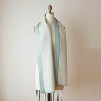 Swans Island Company's Reversible Suri Alpaca Scarf in Aquamarine and Soft Aqua.