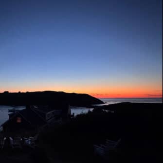 Swans Island Company's Horizon Limited Edition 2026 Throw was inspired by the vibrant colors of sunrise and sunset. A fiery orange band of color along the horizon as the sun sinks behind Monhegan Island, Maine.