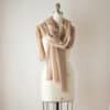 Swans Island Company's Gossamer Alpaca Shawl in camel color on mannequin